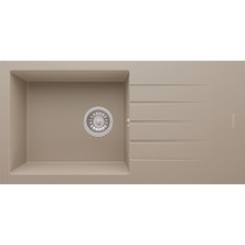 Real Stone Realstone Assos 86 Xl P011 Granit Evye 860X435 mm Tek Göz Damlalıklı Mutfak Evyesi - Realstone P011 Assos 86 Xl Cappuccino