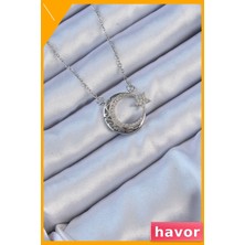 Havor Zirkon Taşlı Ay Yıldız Motifli Kolye 45CM Zincir Uzunluğu