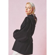 Fresh Scarfs A Cindrella's Dream Desen Floş Viskon Eşarp Black Swan