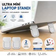 Polham Metal 2 adet 5MM 3M Yapışkanlı Katlanabilir Ultra Mini Laptop Standı,Portatif Taşınabilir