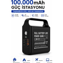 Deanb 100000MAH Powerbank 22.5W Hızlı Şarj Dahili Kablolu LCD Ekranlı LED Fenerli 3A Taşınabilir Güç Istasyonu