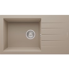 Real Stone Realstone Assos 76 Xl P010 Granit Evye 760X435 mm Tek Göz Damlalıklı Mutfak Evyesi - Realstone P010 Assos 76 Xl Cappuccino