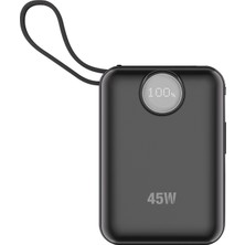 S-Link G450 20000MAH PD45W+QC3.0 Dahili Kablolu Siyah LCD Taşınabilir Pil Şarj Cihazı Powerbank