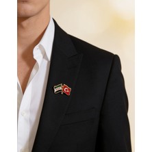 Zaytoon Suriye ve Türkiye Bayarkları Simgesi Altın Renkli Özel Tasarımlı Unisex Yaka Rozeti  A300135