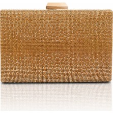 Seniorah Gümüş Altın Parlak Taş Kaplama Söz Nişan Düğün Kadın Abiye Çanta Clutch