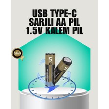 Najmaddin Tekn 1.5V Aa Şarjlı Lityum Pil | 1000+ Kez Şarj Edilebilir | Hızlı Type-C Şarj (2 Adet) Najmad