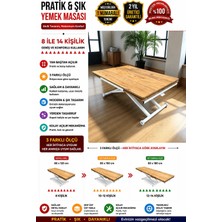 Yan Baştan Açılır Akıllı Yemek Masası Mdf Tabla Alt Mekanizma Metal Beyaz Renk