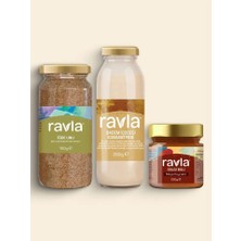 Ravla 3'lü Ürün - Badem İçeceği Konsantresi - 250g /Salgı Balı (Meşe Kaynaklı) - 250g/ İğde Unu - 80g