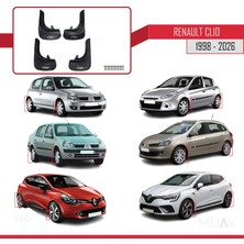 Omad Renault Clio 1998-2026 Arası ile Uyumlu Ön Arka Takım Paçalık 4'lü Siyah