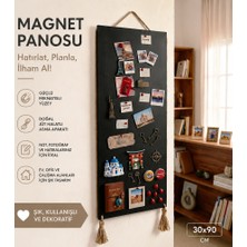Dünya Magnet Mıknatıslı Magnet Panosu 30X90 cm Siyah Metal Not Fotoğraf Hatırlatma Panosu
