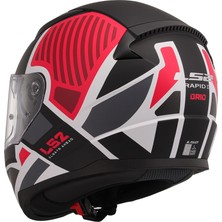Ls2 Rapıd 2 Grıd Mat Beyaz-Kırmızı Kask