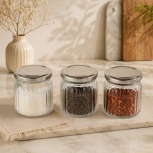 Sarkap Home 3'lü 380 cc Silver Kapaklı Kavanoz Seti