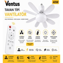 Sessiz Çalışma 6 Kanat ve Işıklı Uzaktan Kumandalı Tavan Tipi Vantilatör-Tavan Fanı 40W