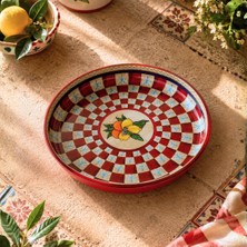 Sarkap Home 26 cm Lemon Design Kırmızı Meyve Tabağı