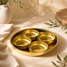 Sarkap Home 26 cm Gold Meyve Tabağı ve 4'lü Çerezlik Seti