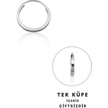 Altın Kesesi 14 Ayar Altın Düz Beyaz Tekli Halka Küpe Gizli Kilitli  1,6 cm