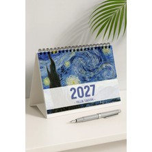 Eldesen Tasarım 2027 Masa Takvimi Van Gogh Spiralli A5 (21X16CM) Büyük Boy / Resmi Tatiller ve Hafta Sonları / 12 Ay