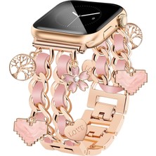 Kılıf Benim Apple Watch Kalp ve Anahtar Figürlü Kordon ,ayarlanabilir Metal Tasarım; Apple Watch 38/40/41/42/44/45/46/49MM ve Ultra/se/10-11 Serileri ile Uyumlu