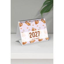 Eldesen Tasarım 2027 Masa Takvimi Spiralli A6 (15X12CM) Orta Boy / Resmi Tatiller ve Hafta Sonları / 12 Aylık