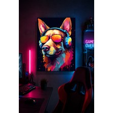 Lucena Kulaklıklı Köpek Metal Duvar Tablosu Renkli Gamer Oyun Odası Dekoru 15X20 cm A5 Boyutunda