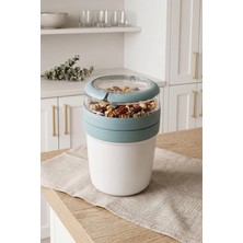 Kitchen Life Take'n Go Hazır Kapaklı Pratik Kaşıklı Taşınabilir Yoğurt Müsli Saklama Kabı 650 ml
