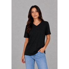 Zemci Kadın V Yaka Bluz Viskon Tshirt