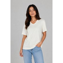 Zemci Kadın V Yaka Bluz Viskon Tshirt