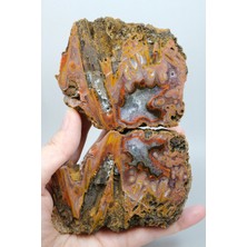 Healcrystal Karadeniz Akik Jeot | Pas Turuncu, Tarçın Kahverengi & Dumanlı Gri Bantlı Akik