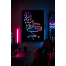 Lucena Gaming Koltuğu Metal Duvar Tablosu Neon Oyun Odası Dekoru 15X20 cm A5 Boyutunda