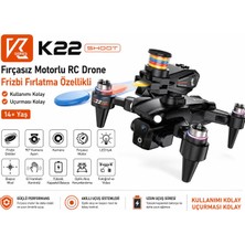 Atl Atlantis K22 Shoot Frizbi Fırlatma Özellikli Fırçasız Motorlu Rc Drone Hava Fotoğrafçılık Dron Katlanabilir Akıllı Sensör Kumandalı Wifi Fpc Vanlı Görüntü Elektirikli Kamera
