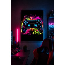 Lucena Gaming Kumanda Metal Duvar Tablosu Neon Oyuncu Odası Duvar Dekoru 20X30 cm A4 Boyutunda