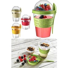 Kitchen Life Take'n Go Hazır Kapaklı Pratik Kaşıklı Taşınabilir Yoğurt Müsli Saklama Kabı 650 ml