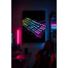 Lucena Rgb Tarzı Mekanik Klavye Metal Duvar Tablosu Gamer Oda Dekoru 15X20 cm A5 Boyutunda
