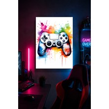Lucena Renkli Oyun Kumandası Metal Duvar Tablosu Gamer Oda Dekoru Modern Tasarım 15X20 cm A5 Boyutunda