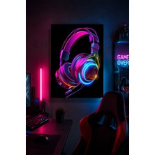 Lucena Gaming Kulaklık Metal Duvar Tablosu Neon Oyuncu Odası Dekoru 15X20 cm A5 Boyutunda
