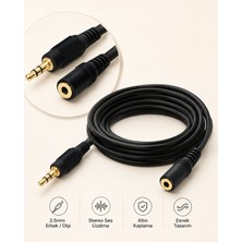 1.5 Metre 3.5mm Erkek Dişi Ses Uzatma Kablosu Altın Uçlu Stereo Aux Kulaklık Hoparlör Telefon Bilgisayar Uyumlu Tak Çalıştır Audio Uzatma Kablosu