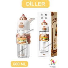 Empressco Çift Kapaklı, Pipetli, Bilek Askılı, 600 Ml, Pratik ve Şık Tasarım