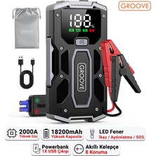 Groove M01 15800MAH 2000A Akü Takviye Cihazı Taşınabilir Jump Starter (Powerbank+Led Lamba+Lcd Ekran)