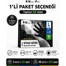 Prozirve Has-Pet Siyah Nitril Eldiven 50’Lİ Paket Pudrasız Dayanıklı Tek Kullanımlık Muayene Eldiveni