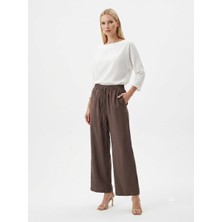Bellea Collection Kahverengi Rahat Kalıp Beli Lastikli Kadın Pantolon