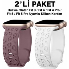 Dexmon Huawei Watch Fit 3 / Fit 4 / Fit 4 Pro Uyumlu Leopar Desenli 2’li Silikon Kordon Seti