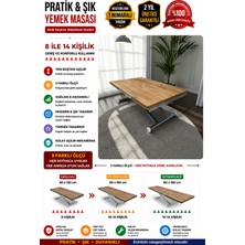 Sehpam Akıllı Yan Baştan Açılır Akıllı Yemek Masası Mdf Tabla Alt Mekanizma Metal Krom Kaplama