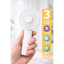 Telvesse Standlı 3 Mod Şarjlı El Fanı 3 Kademe Seyahat Masaüstü Vantilatör Taşınabilir Mini Fan Beyaz F137