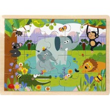 Colezium S01002909 Wooden Puzzle Vehıcles Anmals 5 Pcs 2 Ast