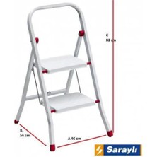 Colezium Saraylı Pratik Metal Merdiven Beyaz 2 Basamaklı
