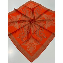 Orange Siyane Scarf Otantik Desen Pamuk Eşarp