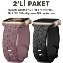 Dexmon Huawei Watch Fit 3 / Fit 4 / Fit 4 Pro / Fit 5 / Fit 5 Pro Uyumlu Leopar Desenli 2’li Silikon Kordon Seti