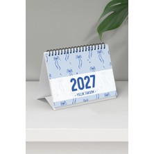 Eldesen Tasarım 2027 Masa Takvimi Spiralli A6 (15X12CM) Orta Boy / Resmi Tatiller ve Hafta Sonları / 12 Aylık
