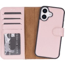 Moresun Buğz Apple iPhone 17 Için, Hakiki Deri, El Yapımı Cüzdanlı Kılıf, Magsafe ile Uyumlu, Iç Yüzeyi Kadife, Pembe