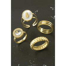 Moresun Buğz Karışık Lüks Zirkon Taşlı Çelik Yüzük 1 Adet